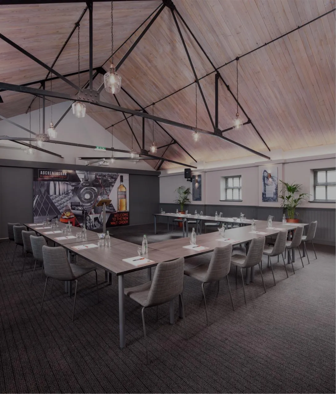 Meeting Room Interior Wooden Ceiling Tables Chairs Presentation Setup Auchentoshan