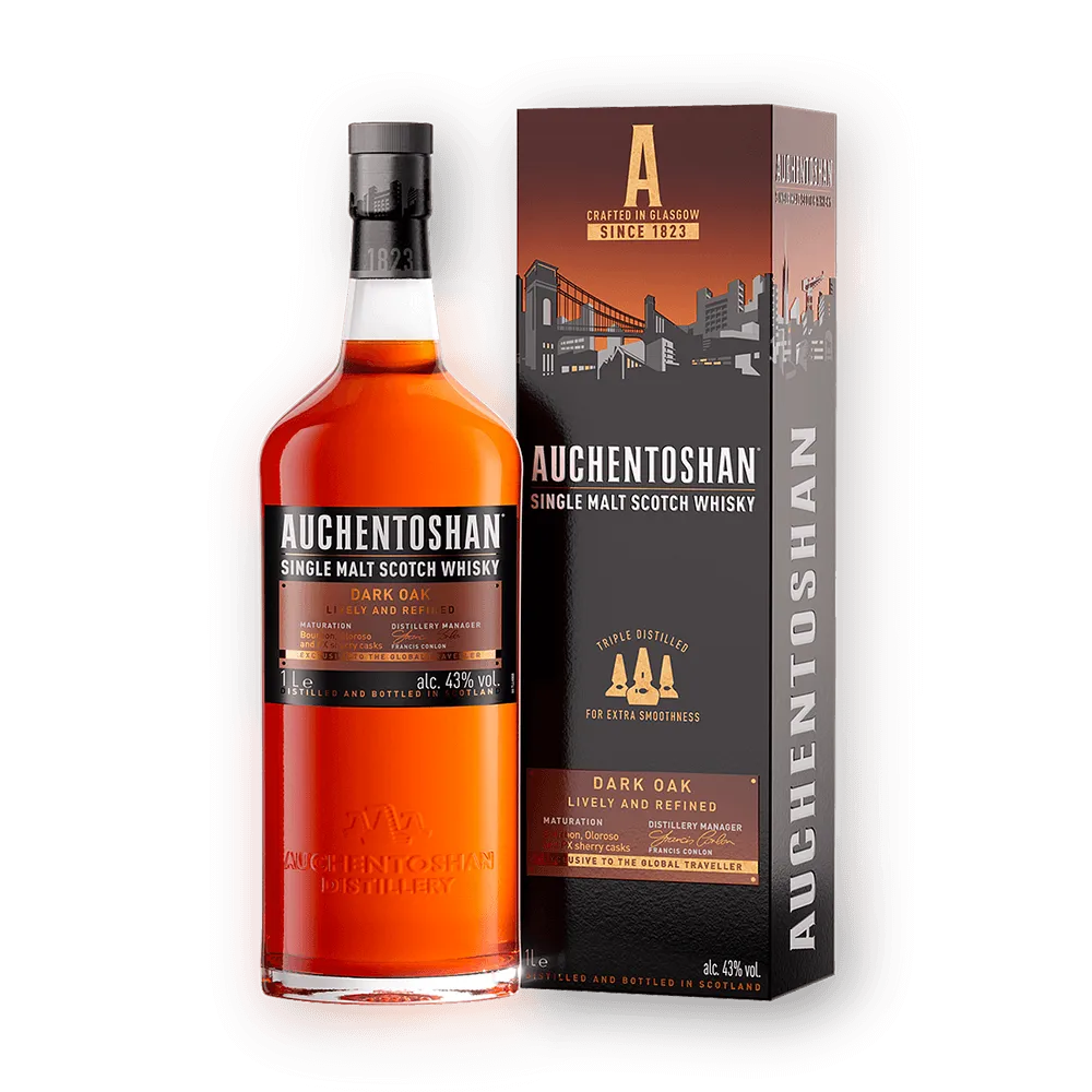 whisky bottle dark oak packaging